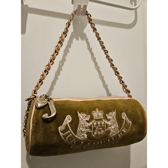 Juicy Couture Handbags - Rare Y2K Juicy Couture Green & Pink Velour Barrel Purse, Authentic